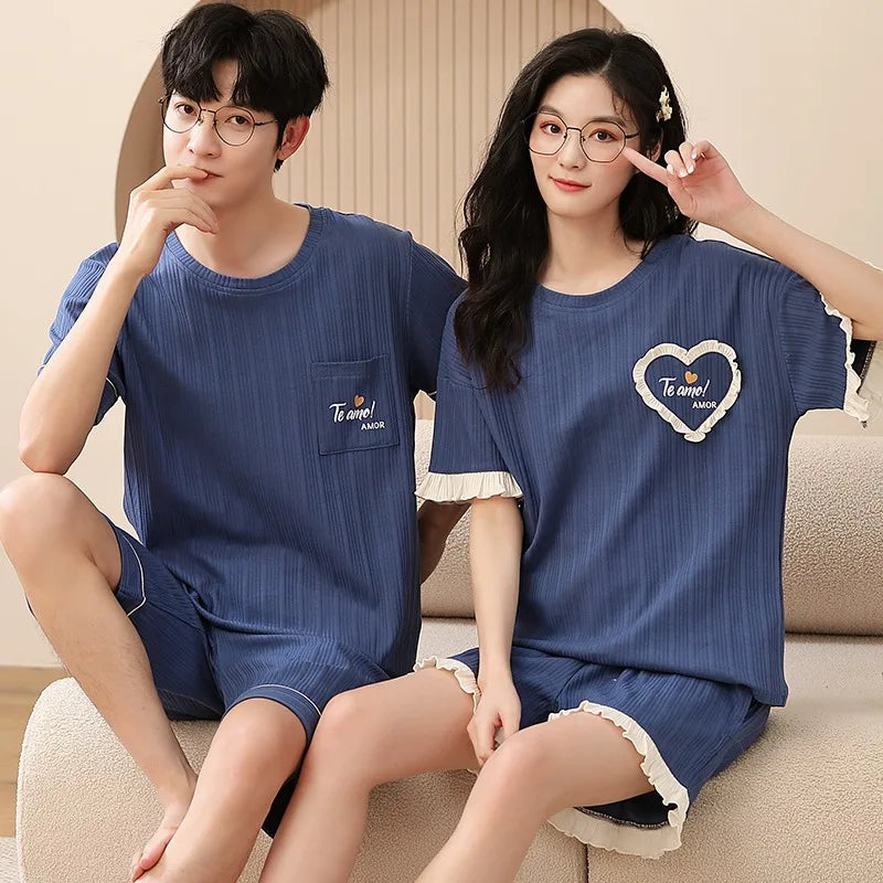 Giraffe Cartoon Cute Sleepwear For Couples Summer Shorts Pajamas Set Men and Women Home Clothes pijama masculino pyjama