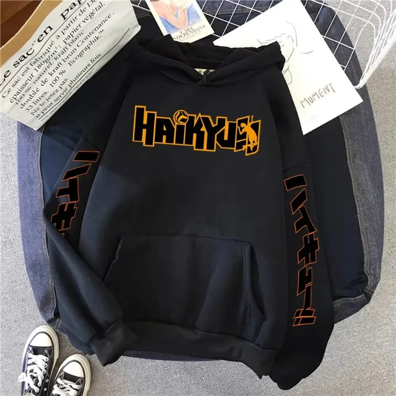 Japan Anime Haikyuu Manga Prints Hoodies Mens New Fashion Hoody Hip Hop Fleece Sweatshirts Crewneck Pullovers Cute Clothing