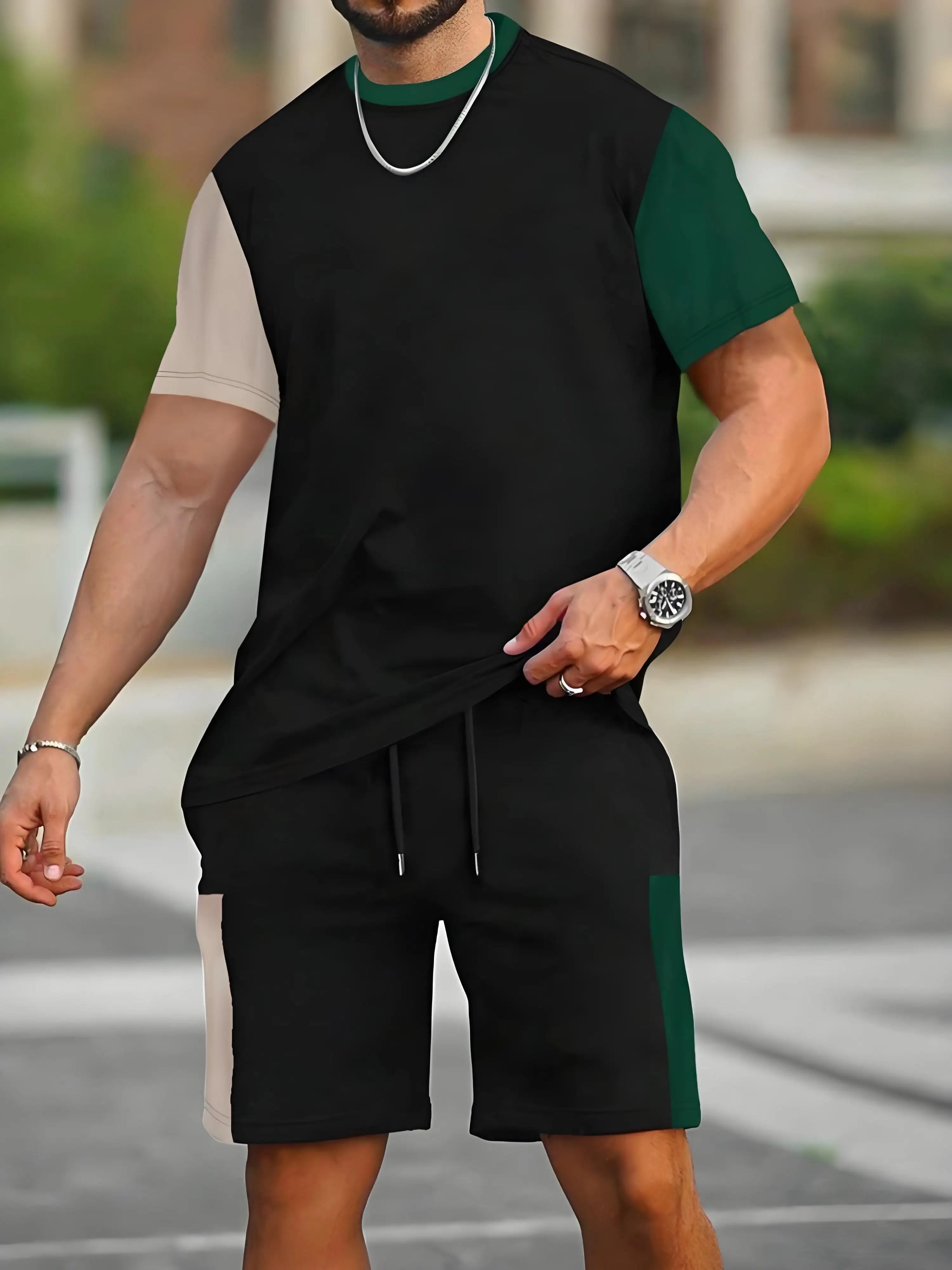New Plus Size Men's T-shirt And Shorts Set