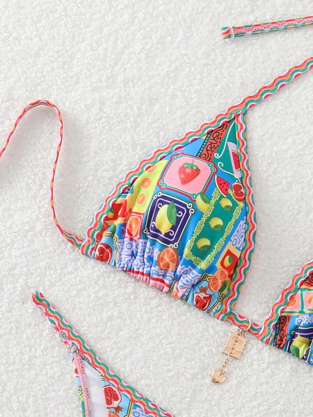 Sexy Tropical Print Bikini Set Women Halter Push Up Bra