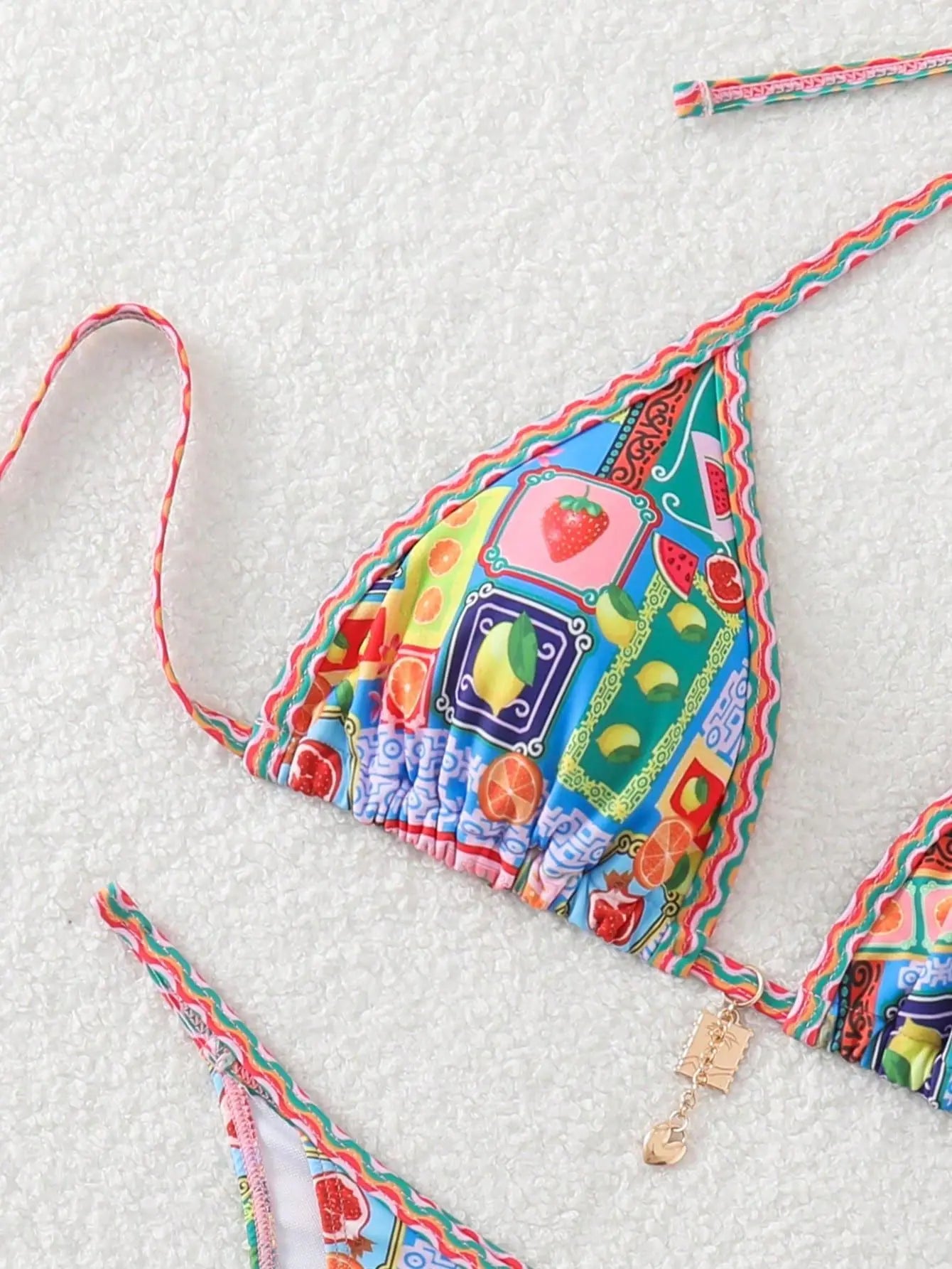 Sexy Tropical Print Bikini Set Women Halter Push Up Bra