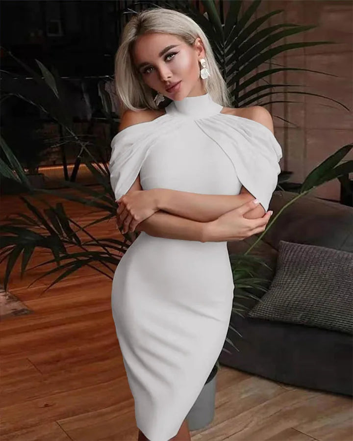 Women Halter Neck Off Shoulder Package Hip Bodycon Elegant Temperament Ladies Party Dress