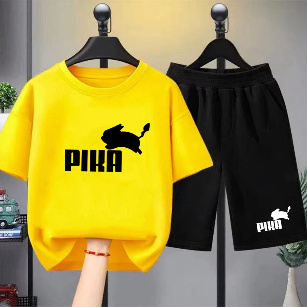 Summer Boy Girls red Casual T Shirt Sets