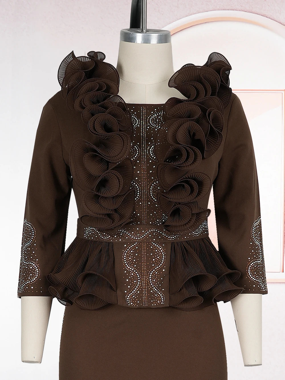 Elegant African Dresses for Women Plus Size Ruffle Evening Party Long Dress