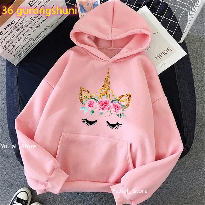 Women Glitter Pink Flowers Sweatshirt Girls Long-Sleeved Winter/Spring/Autumn Clothes