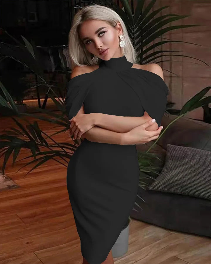 Women Halter Neck Off Shoulder Package Hip Bodycon Elegant Temperament Ladies Party Dress