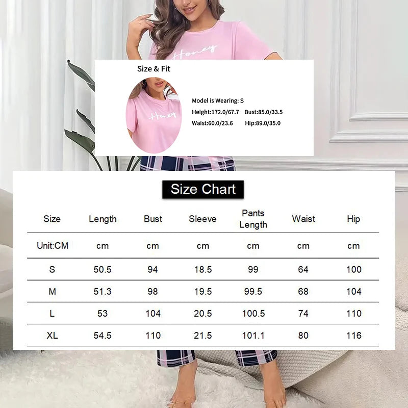 Women's Pajamas Set Casual Home Clothes Soft Comfortable Crew Neck