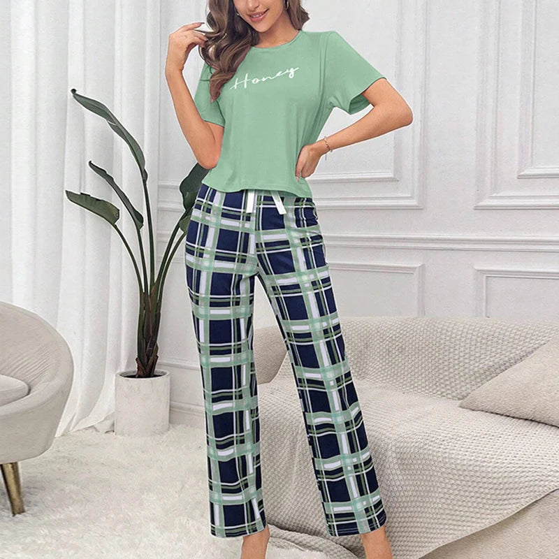 Women's Pajamas Set Casual Home Clothes Soft Comfortable Crew Neck