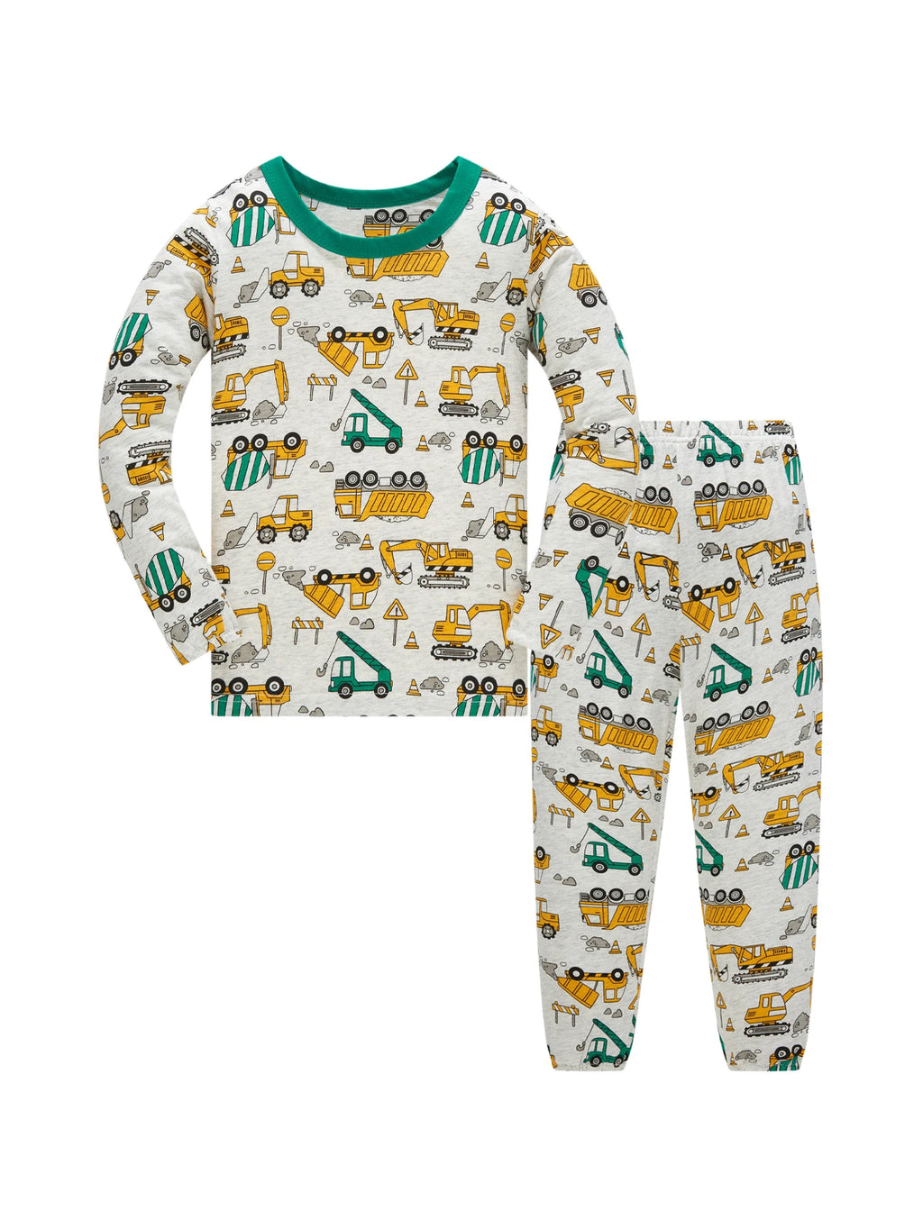 Pajamas Set for Boys 100% Cotton Full Print Excavator Kids Pjs