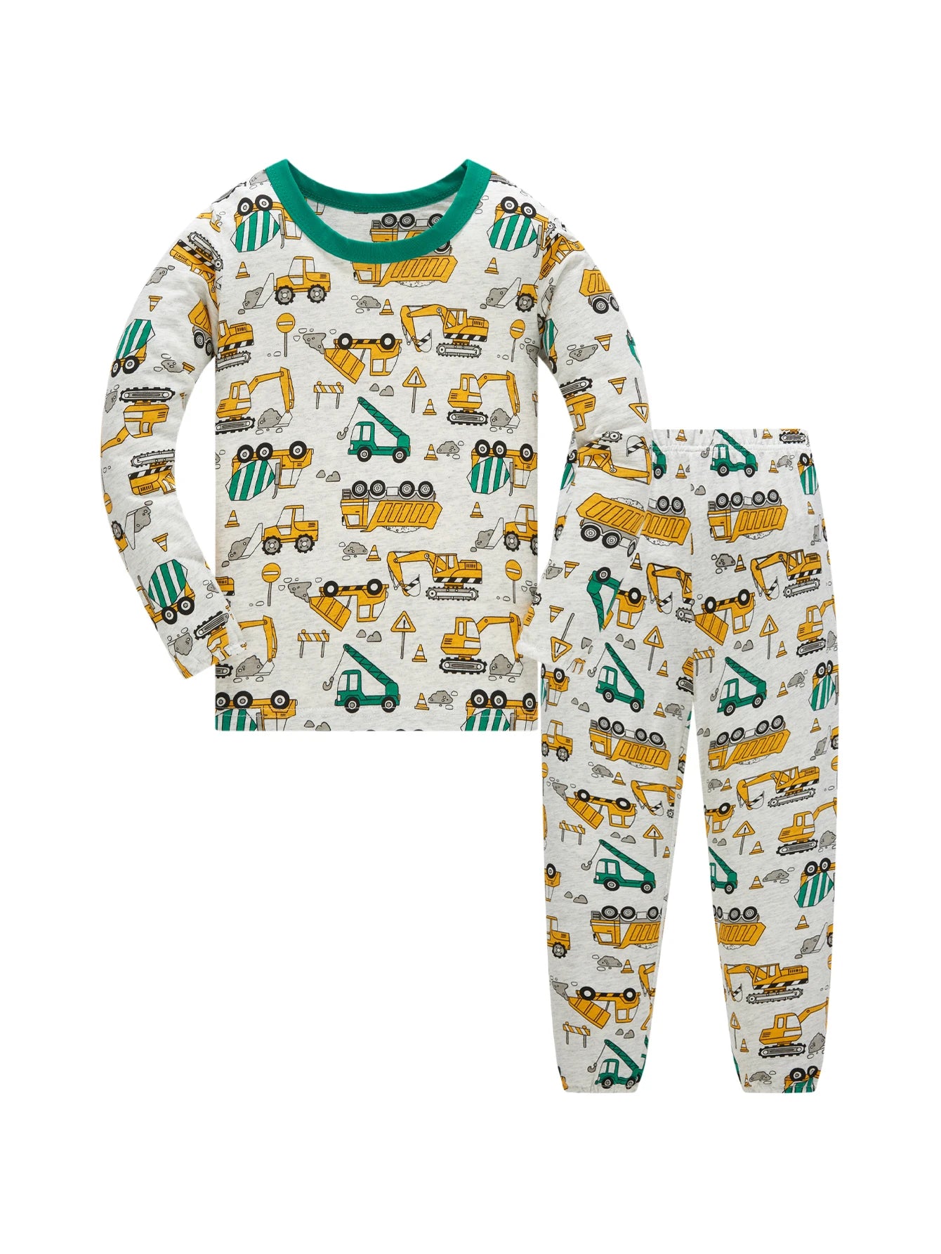Pajamas Set for Boys 100% Cotton Full Print Excavator Kids Pjs