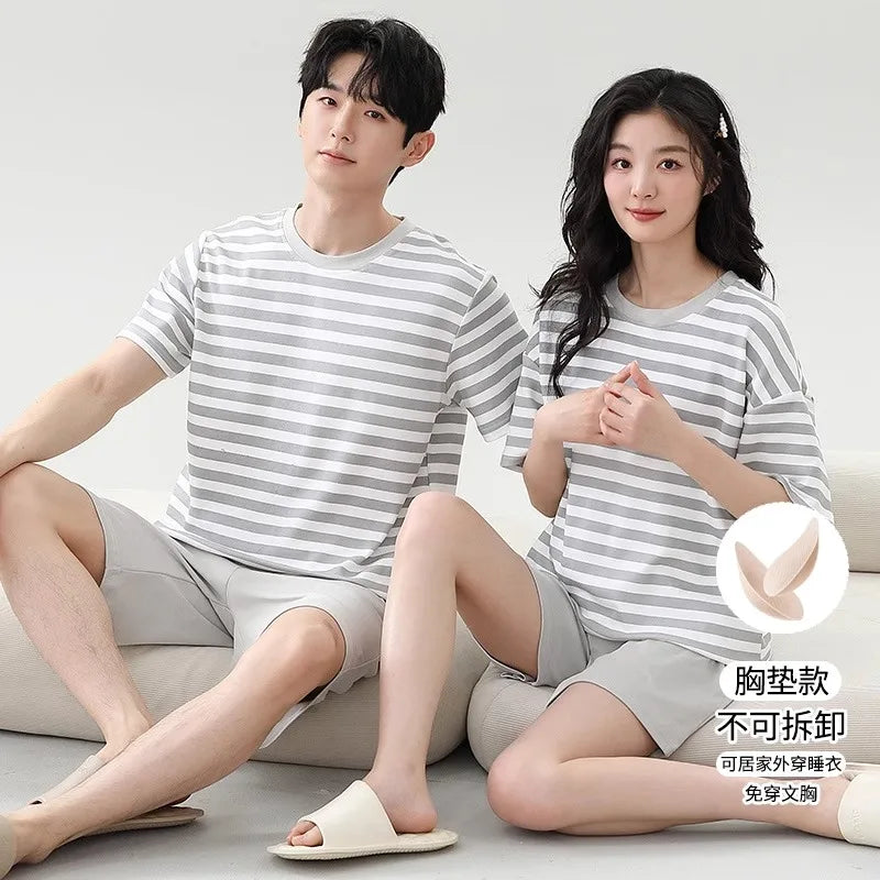 Giraffe Cartoon Cute Sleepwear For Couples Summer Shorts Pajamas Set Men and Women Home Clothes pijama masculino pyjama