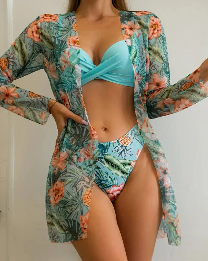 20 Colors Three Piece Bikinis Set