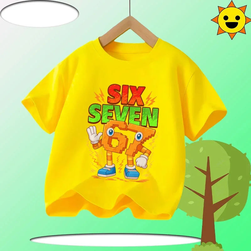 Boys' Sports Shirt Girls' Casual Top Summer Short Sleeve Personalized Cartoon Print