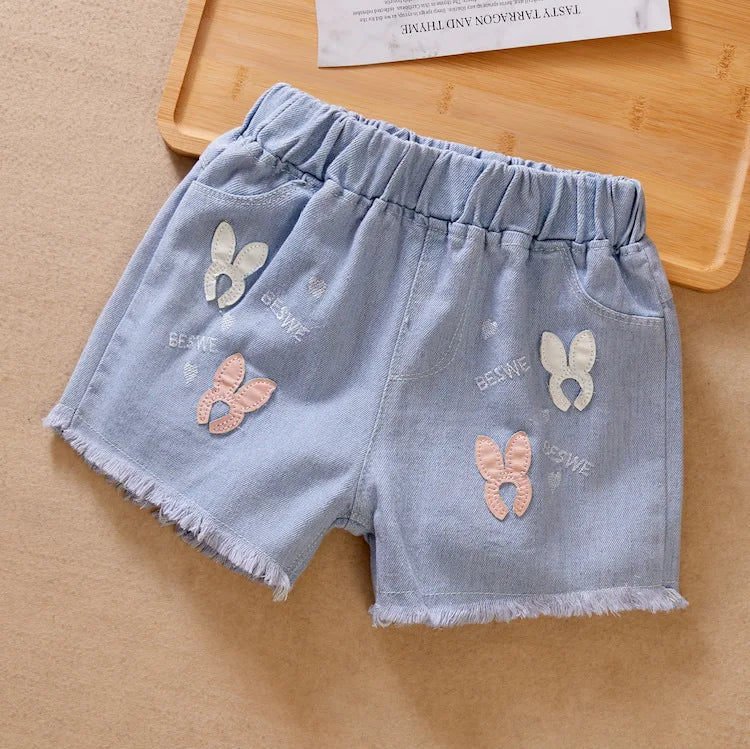 Girls Summer Jeans Heart Pattern Girls Short