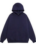 Men's casual hoodie black solid color loose version plus size fashion