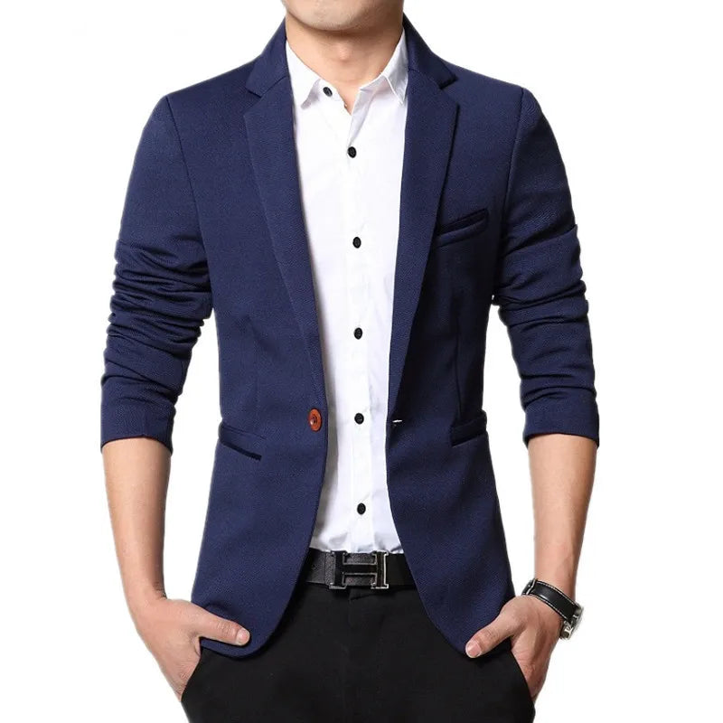 Men Slim fit New Fashion Blazer Suit Jacket Black Blue Red Plus size L to 5XL Male Blazers Mens Coat Wedding Dress