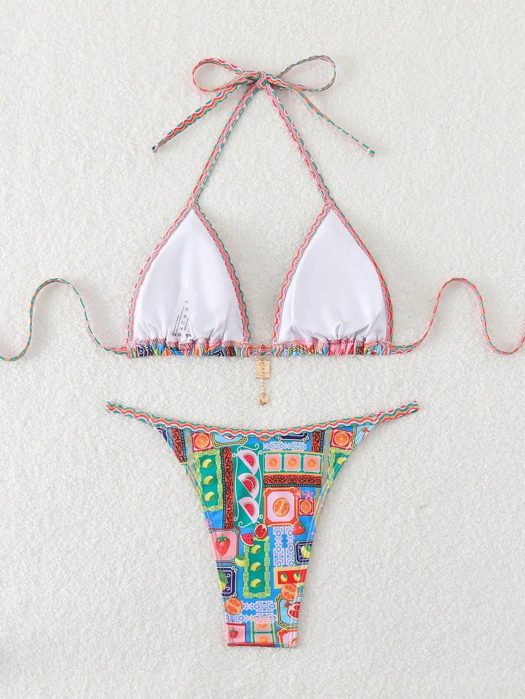 Sexy Tropical Print Bikini Set Women Halter Push Up Bra