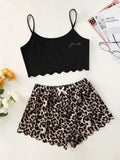 Women's Pajamas Set Lingerie Sling V-Neck Sleeveless Top and Shorts Sets Pyjamas Homewear