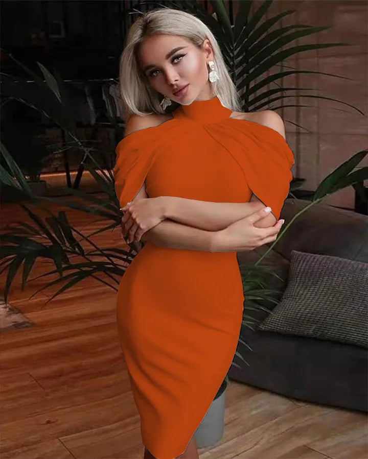 Women Halter Neck Off Shoulder Package Hip Bodycon Elegant Temperament Ladies Party Dress