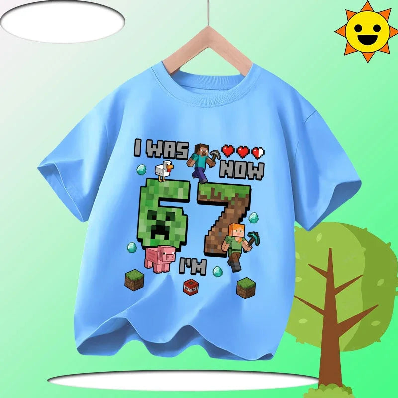 Boys' Sports Shirt Girls' Casual Top Summer Short Sleeve Personalized Cartoon Print