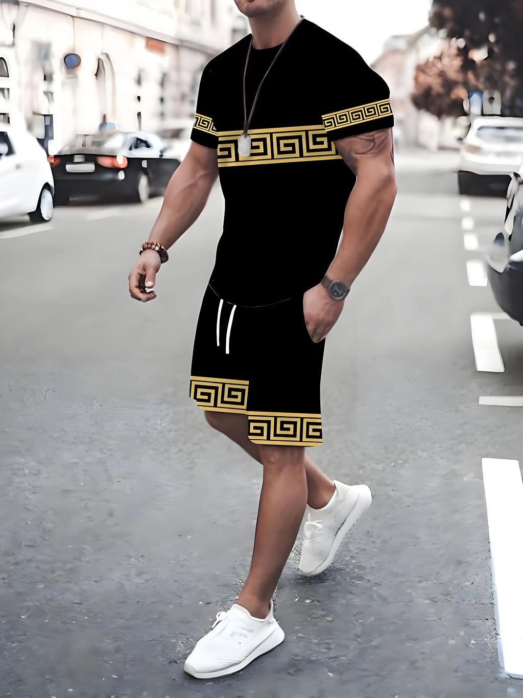 New Plus Size Men's T-shirt And Shorts Set