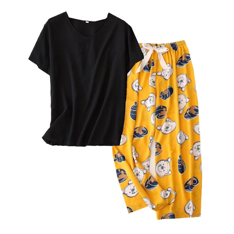Summer Women's Pajamas Thin Section Short-Sleeved Floral Print