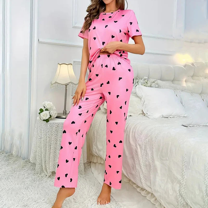 Women's Pajamas Set Casual Home Clothes Soft Comfortable Crew Neck