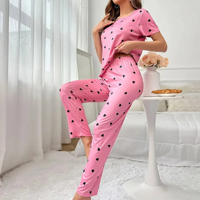 Women's Pajamas Set Casual Home Clothes Soft Comfortable Crew Neck
