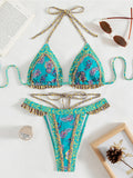 5 Colors Sexy Printed Halter Frilled Bikini Women Set