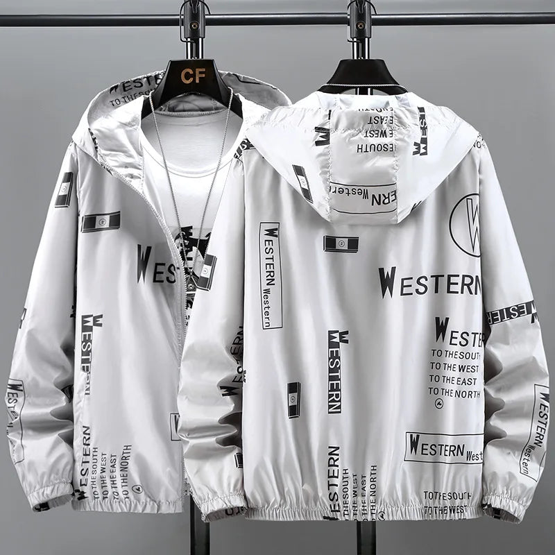 Men's Summer Ultra Thin Jacket Letter Print Long Sleeves