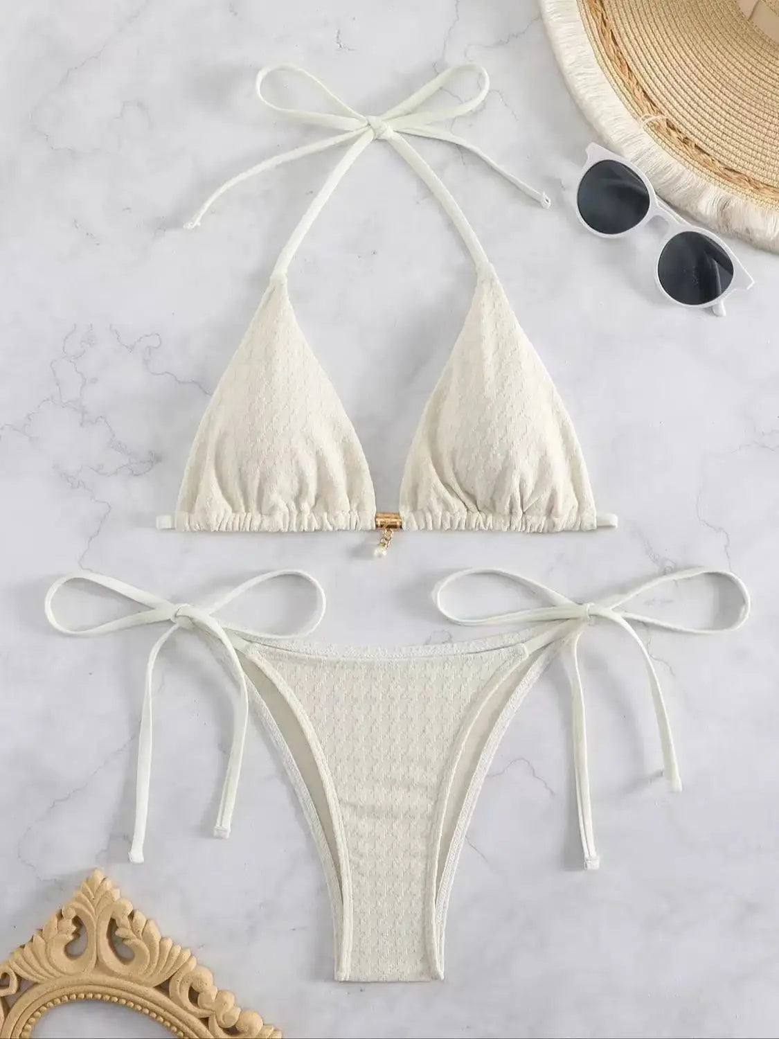 Sweet Y2k Polka Dot Print Sexy Women Strap Beach Swimsuit Bikini Set