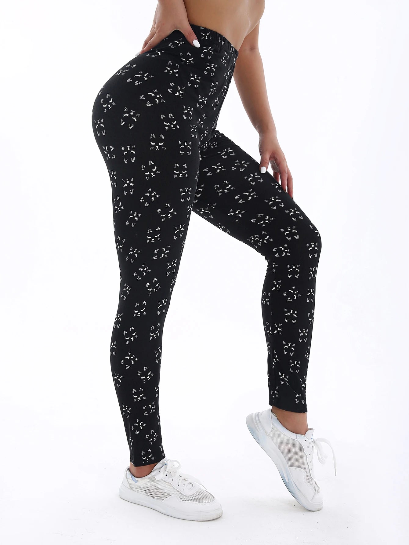 Autumn Winter 1PACK Women's Nine Cent Matte Printed Sexy Tight Legging Casual Sports Elegant Fitness Yoga Pants