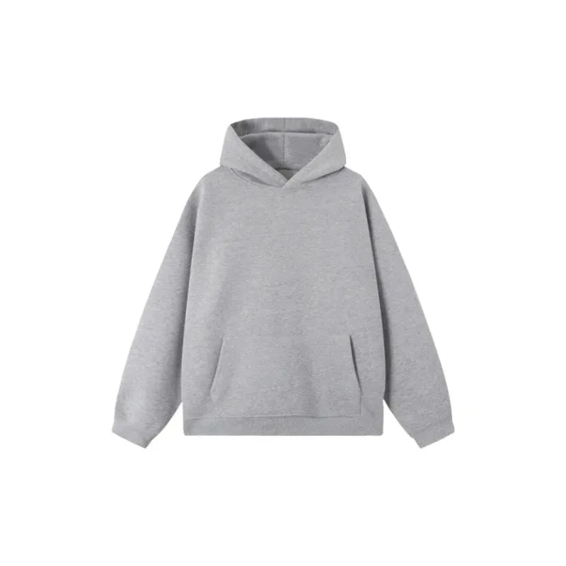 Men's casual hoodie black solid color loose version plus size fashion