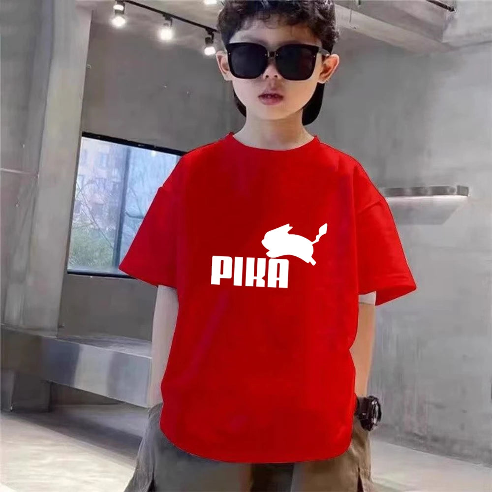 Summer Boy Girls red Casual T Shirt Sets