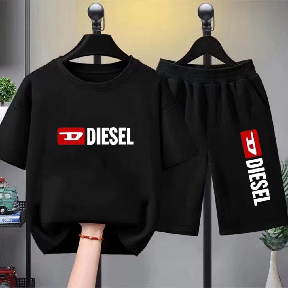 Children T-shirt+bottom wear Age 3-12 Girls boy Set black 2pcs