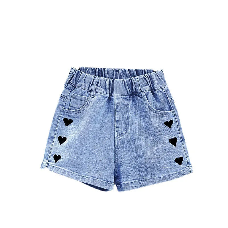 Girls Summer Jeans Heart Pattern Girls Short