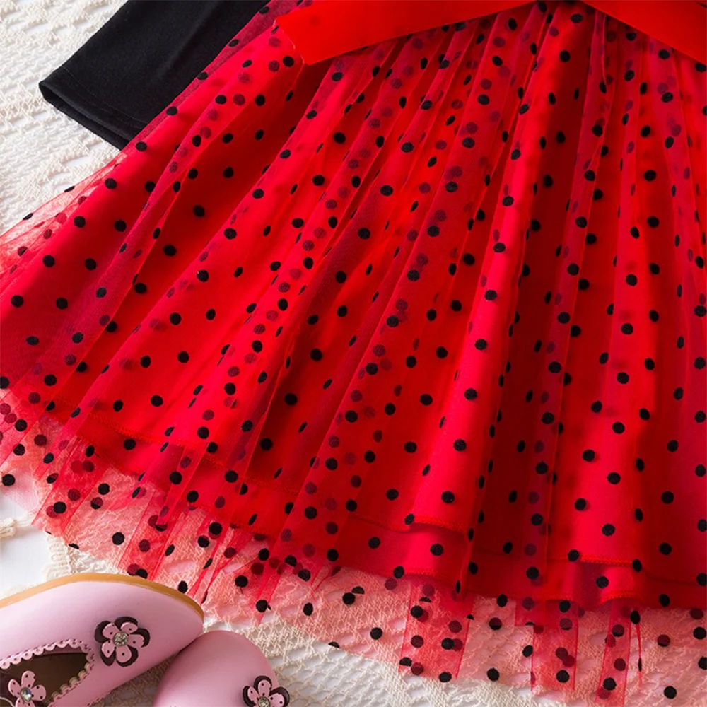 Red Fall Dresses for Girls Dresses Birthday Party Long Sleeve Princess Costume