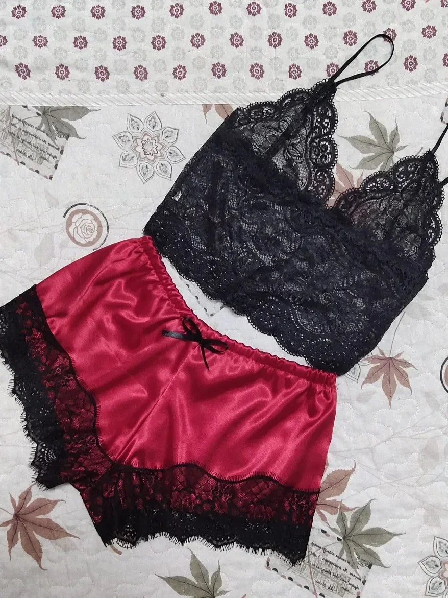 2 Pieces Pajamas Set for Women Sleepwear Sexy Lingerie