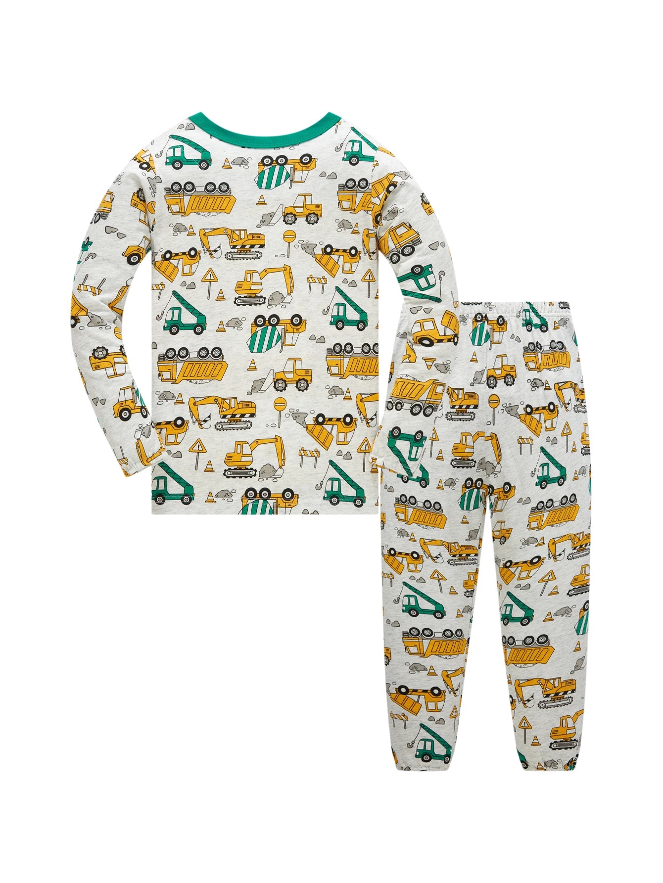 Pajamas Set for Boys 100% Cotton Full Print Excavator Kids Pjs