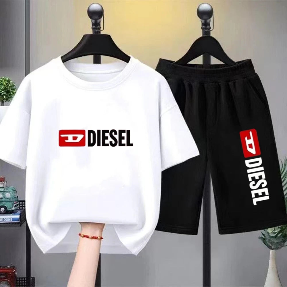 Children T-shirt+bottom wear Age 3-12 Girls boy Set black 2pcs