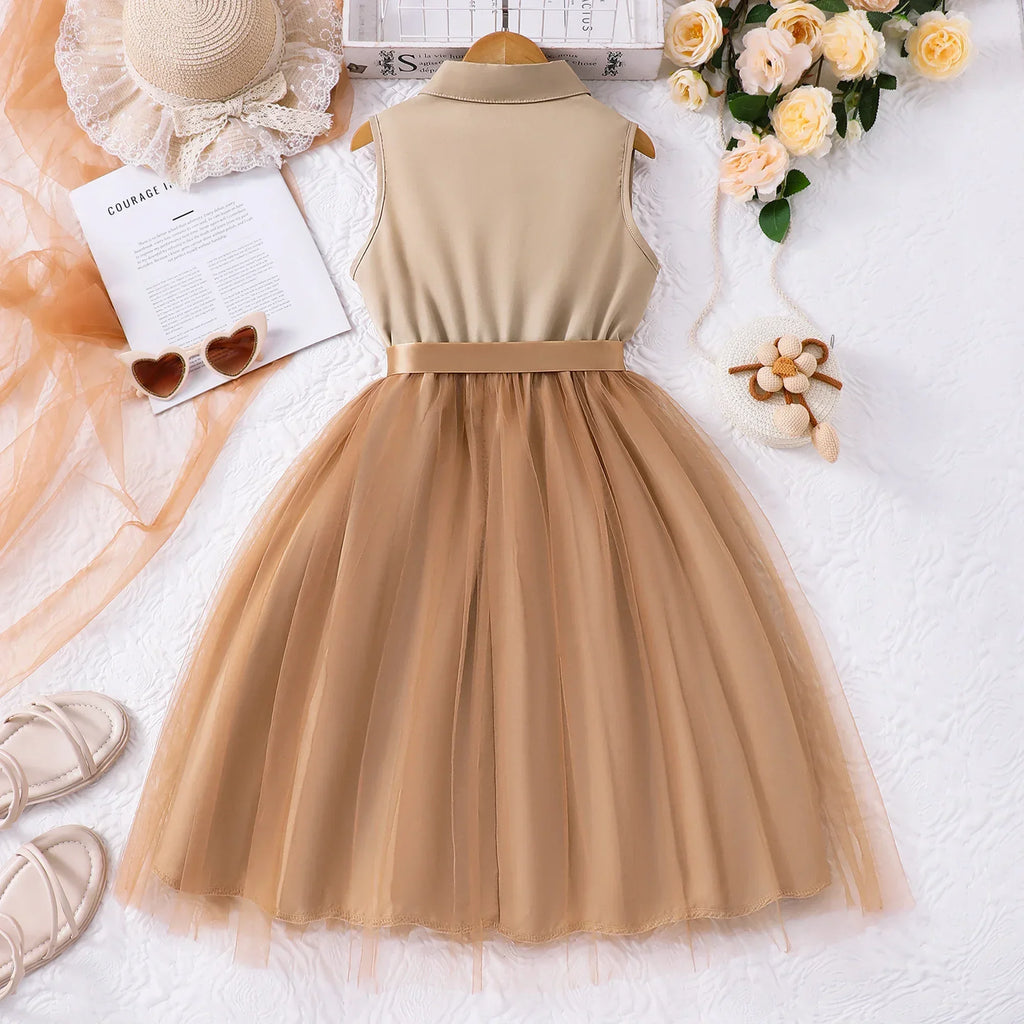 Girl Dress Summer Blue KIds Dresses Sleeveless Casual Vacation Elegant