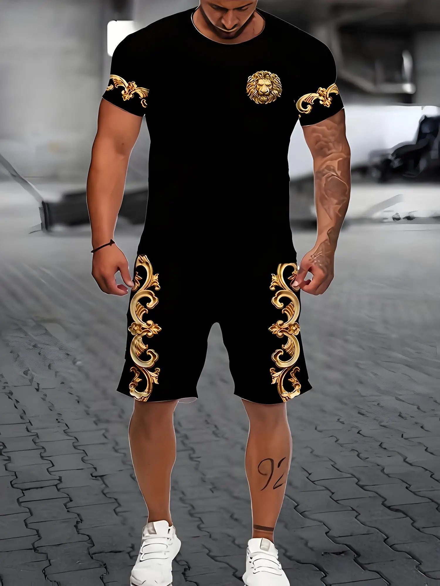 New Plus Size Men's T-shirt And Shorts Set