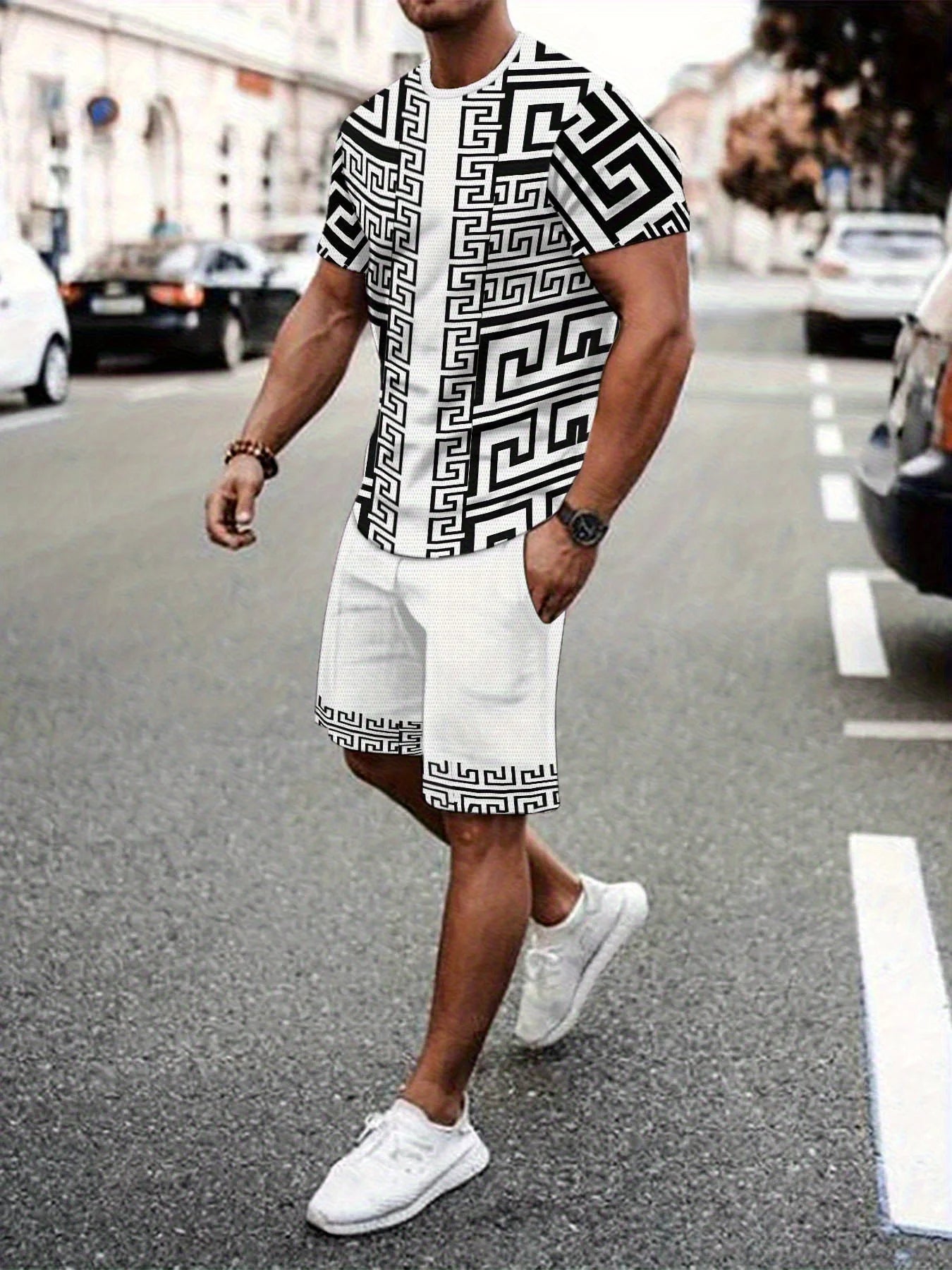 New Plus Size Men's T-shirt And Shorts Set