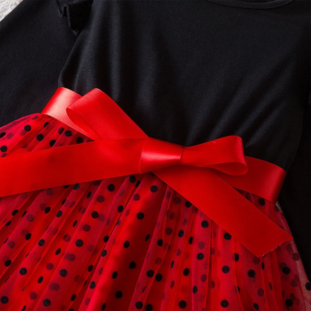 Red Fall Dresses for Girls Dresses Birthday Party Long Sleeve Princess Costume