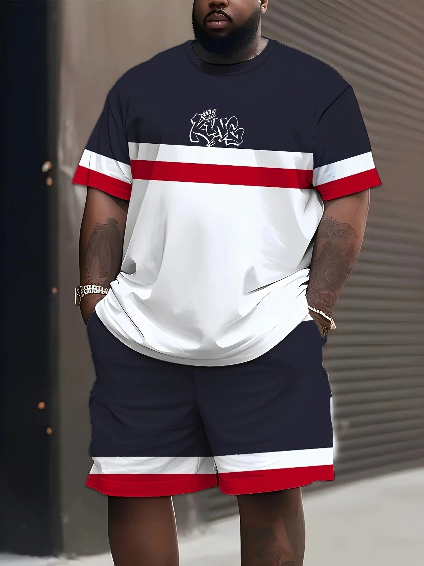 New Plus Size Men's T-shirt And Shorts Set