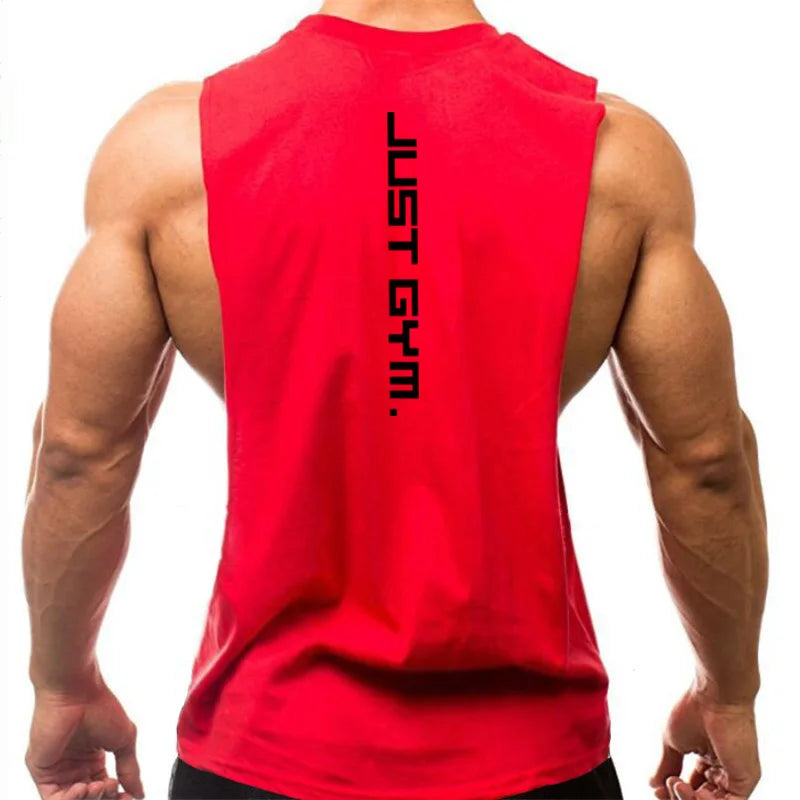 Gym Clothing Men Sides Cut Off T-shirts Dropped Armholes Tank Tops