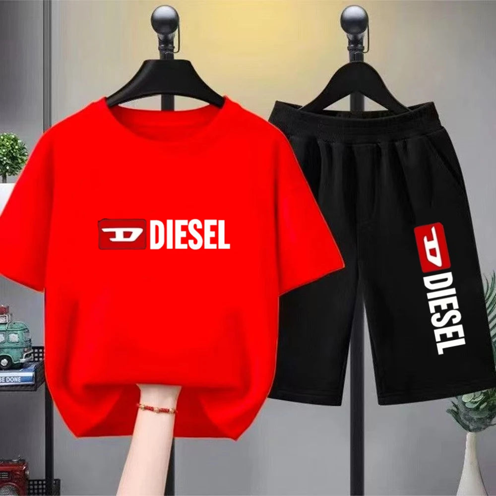 Children T-shirt+bottom wear Age 3-12 Girls boy Set black 2pcs