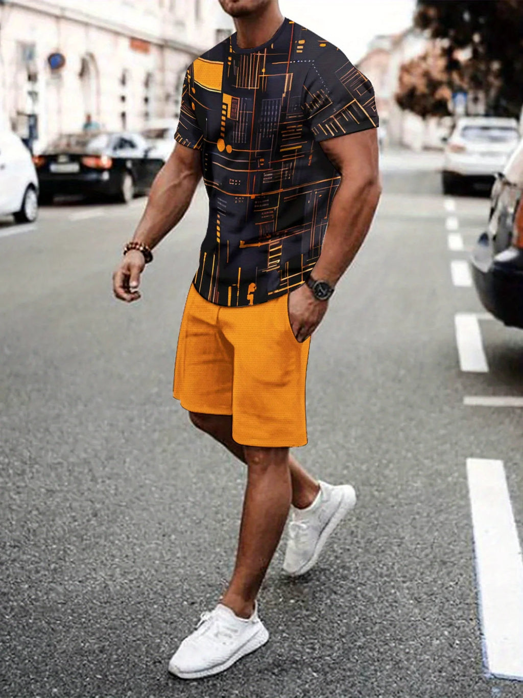 New Plus Size Men's T-shirt And Shorts Set