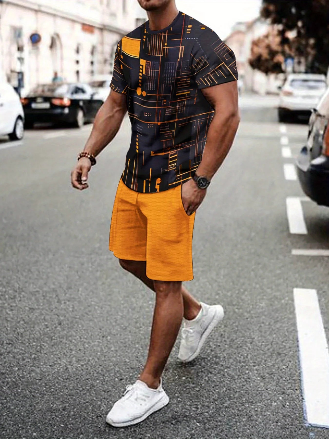 New Plus Size Men's T-shirt And Shorts Set