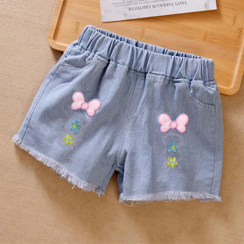 Girls Summer Jeans Heart Pattern Girls Short